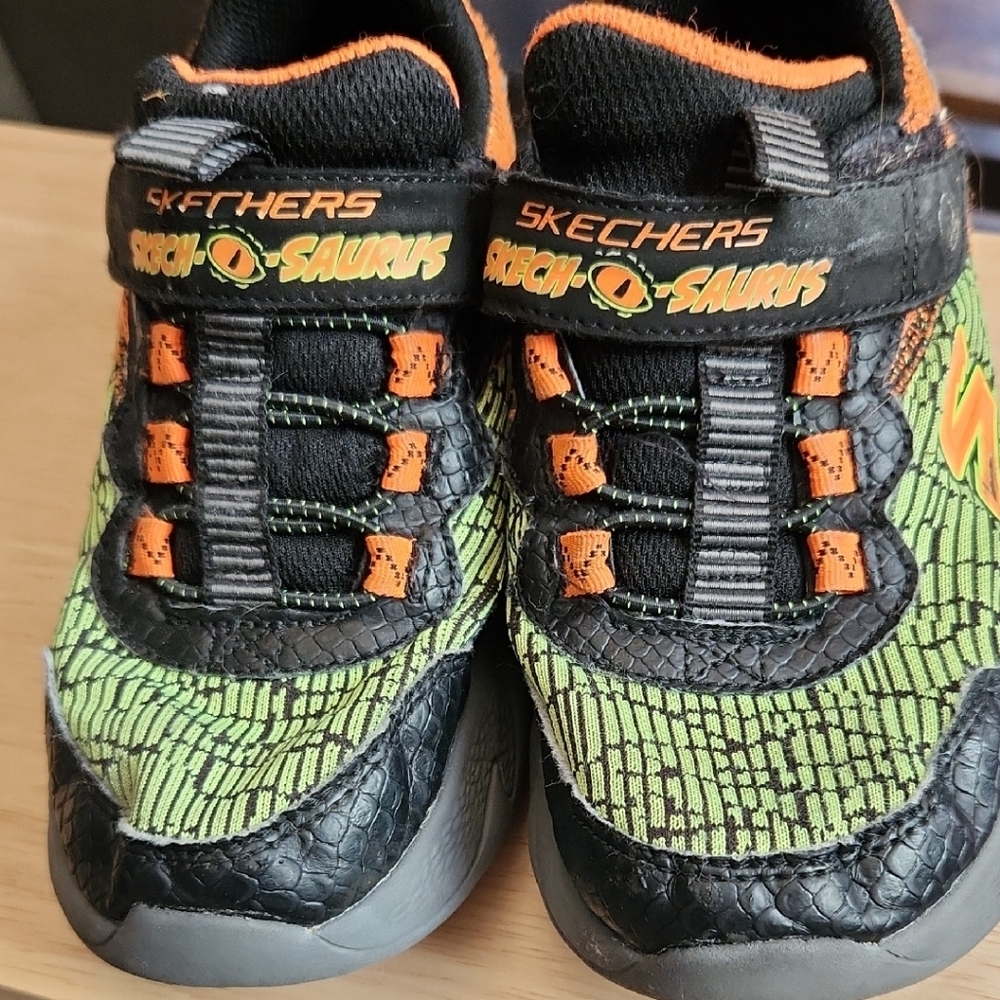 Skechers Kids Fluorescent Green, Black & Orange Light-Up Sneaker